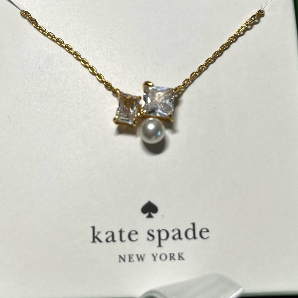 Kate Spade Gold and White Necklace with Dainty Pendant. New. - Picture 2 of 6